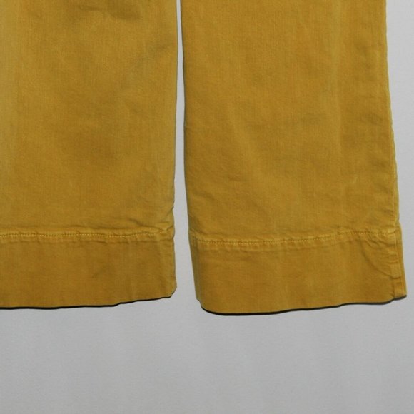 We The Free People Run With Me Pintuck Flare Jeans Mustard Yellow Size 26 HW9946 - Picture 6 of 12